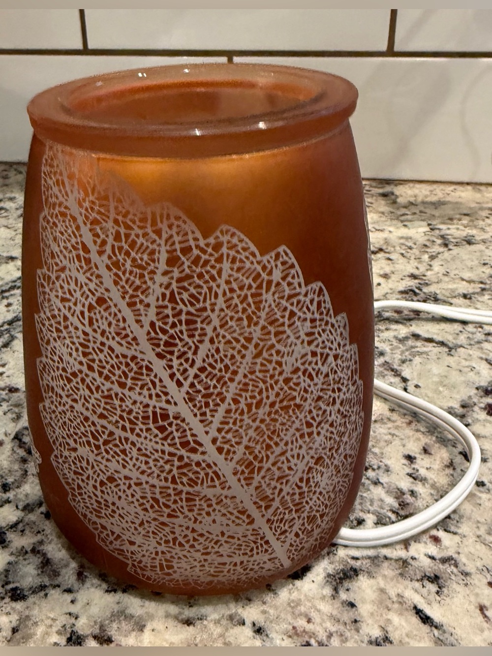 Scentsy GOLD LEAF Glass Electric Wax Warmer Light Up Gold Fragrance Home Decor